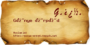Gönye Árpád névjegykártya